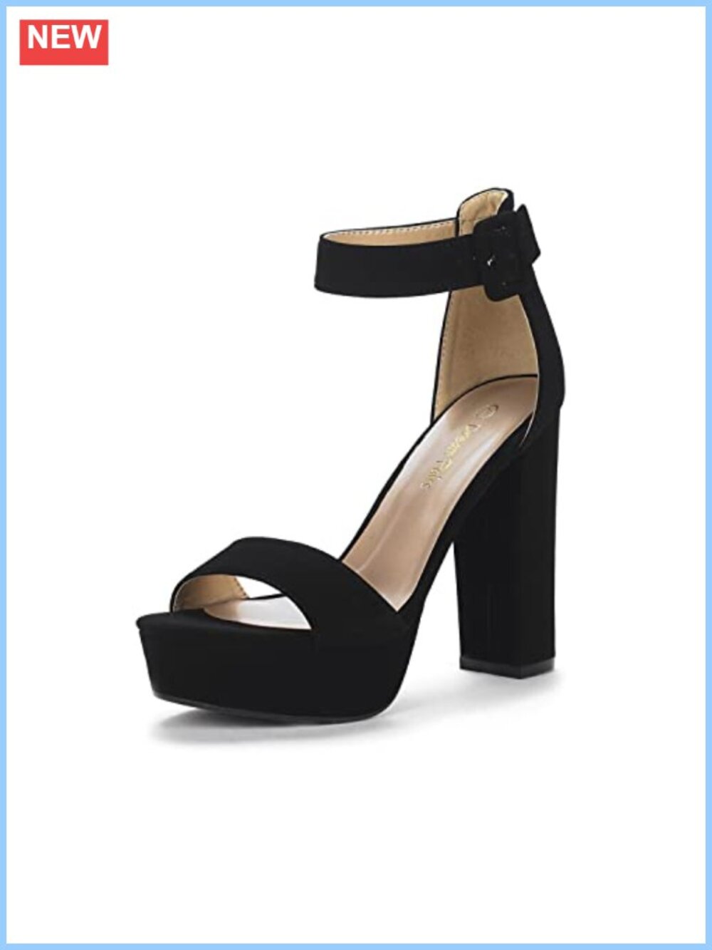Women's Faux Leather Platform Heeled Sandals with Rhinestone Ankle Strap